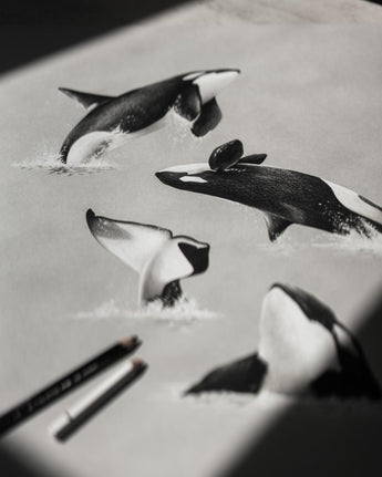 Orca colour pencil drawing